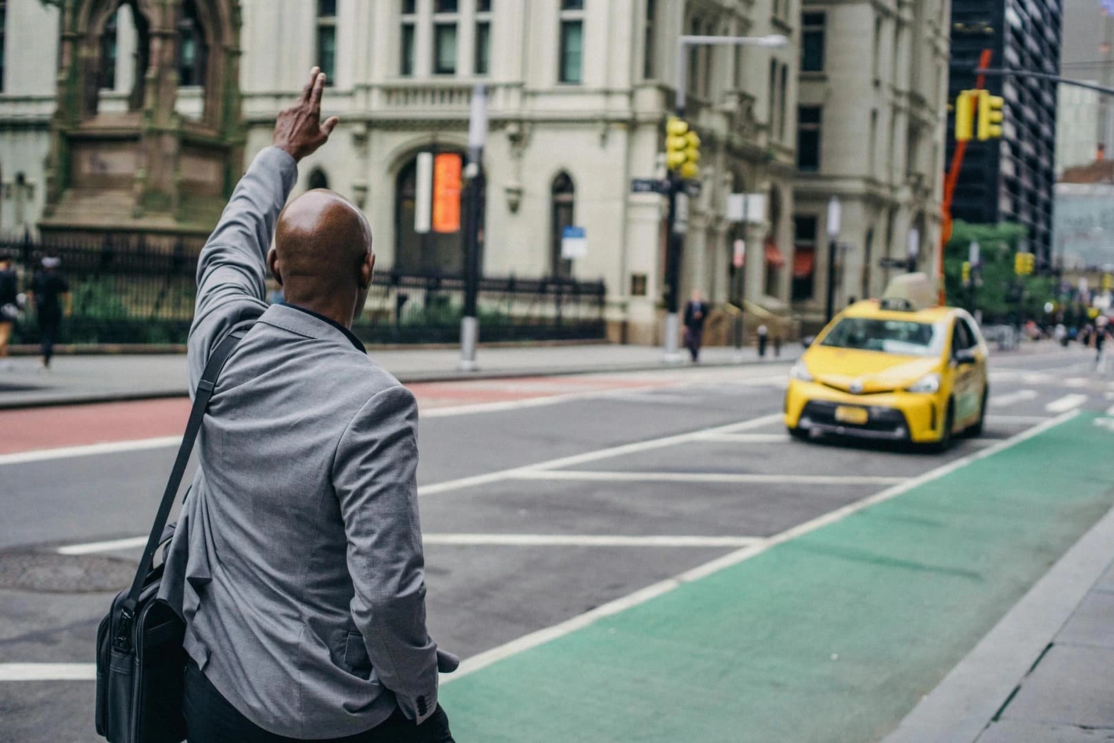 Hailing a taxi in Melbourne city